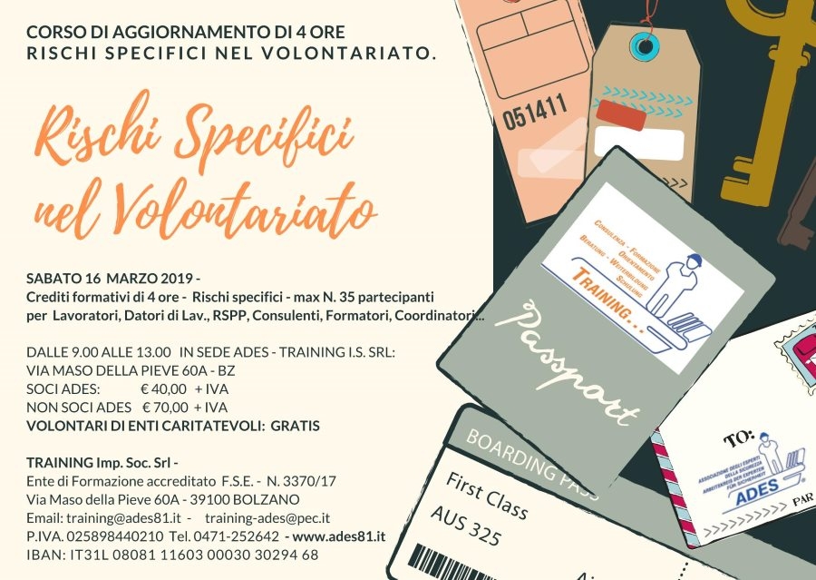 Rischi specifici nel volontariato - 16 marzo 2019